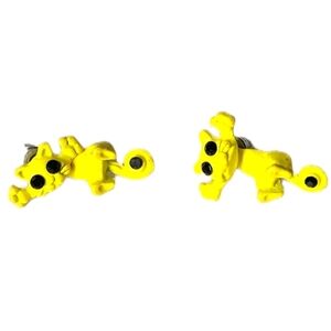 Yellow Cat Earring Cat 3 D Earrings Fake Plug Tunnel Earclamp Crystal